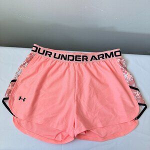 Under Armour Neon Orange and Black Workout Athletic Shorts Medium